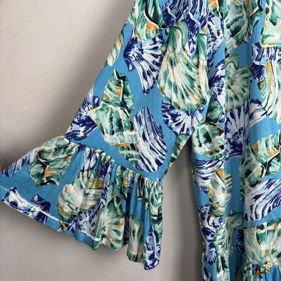 Chico's Seashell Open Front Cardigan Size XL Linen Blend Beach Colorful Coastal - Picture 5 of 11